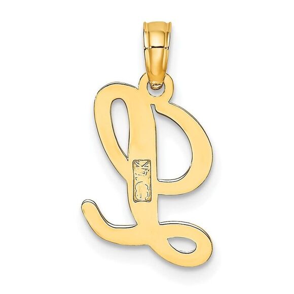 10K Yellow Gold Polished L Script Initial Charm - Picture 9 of 9